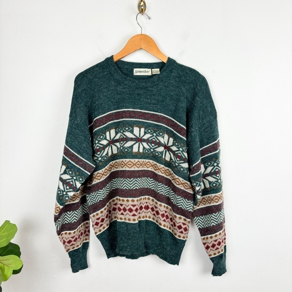 Vintage St. John's Bay Men's Fair Isle Holiday Print Crewneck Sweater Sz XL